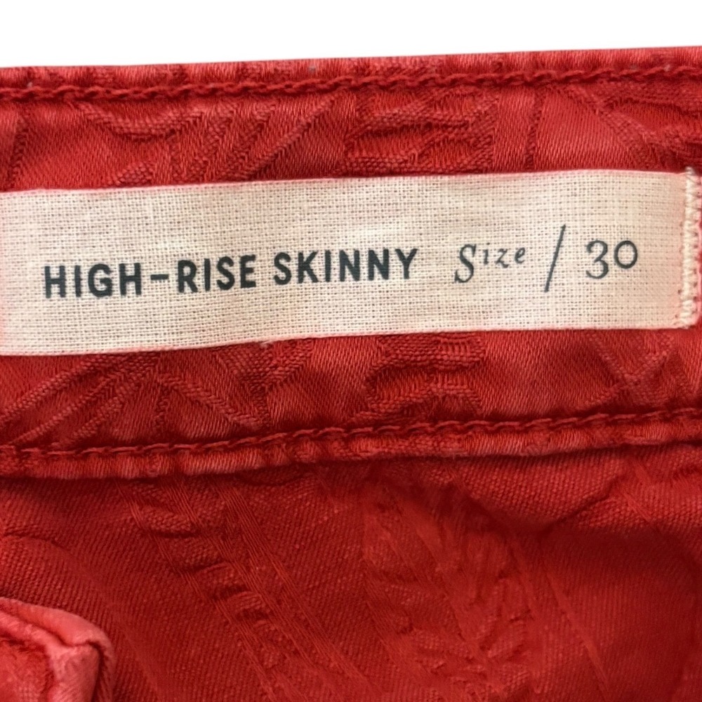 Pilcro and the Letterpress Anthropologie Red Floral Jacquard Skinny Boho Jean 30 - Picture 5 of 13